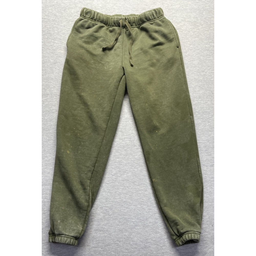 Forever 21 Sweatpants Mens Medium Olive Green Elastic Drawstring Waist Athletic